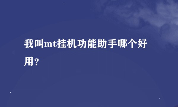 我叫mt挂机功能助手哪个好用？