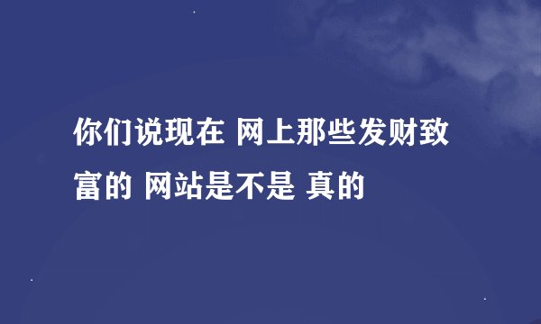 你们说现在 网上那些发财致富的 网站是不是 真的