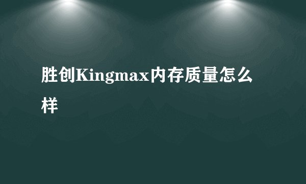 胜创Kingmax内存质量怎么样