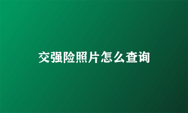 交强险照片怎么查询