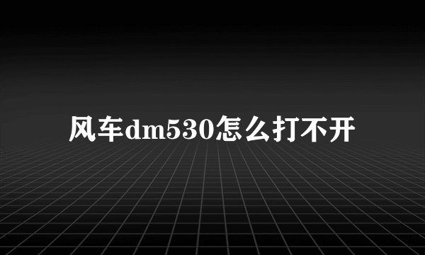风车dm530怎么打不开