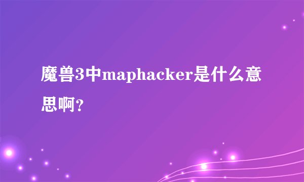 魔兽3中maphacker是什么意思啊？