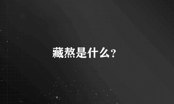 藏熬是什么？
