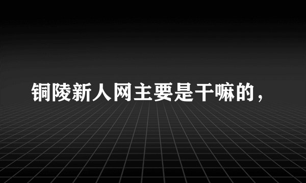 铜陵新人网主要是干嘛的，