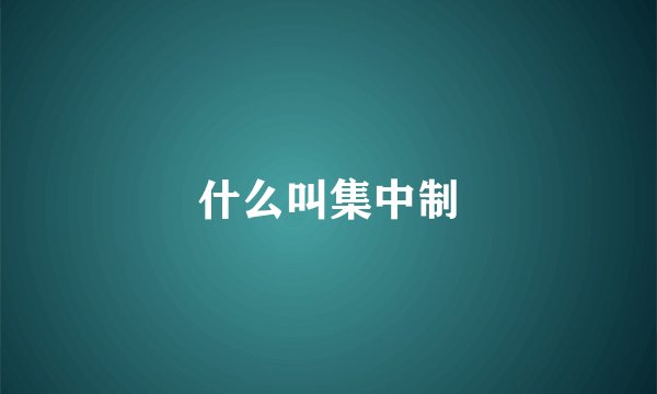 什么叫集中制