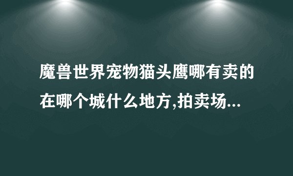 魔兽世界宠物猫头鹰哪有卖的在哪个城什么地方,拍卖场有卖的吗?