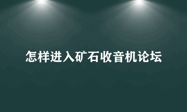 怎样进入矿石收音机论坛