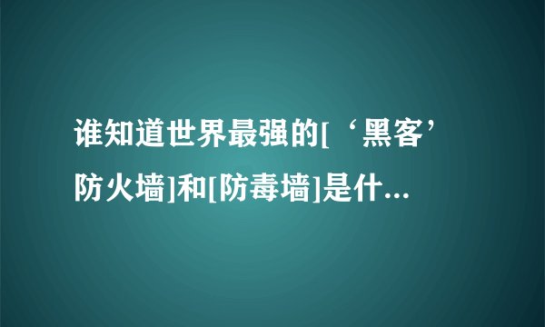 谁知道世界最强的[‘黑客’防火墙]和[防毒墙]是什么？下载地址是什么？
