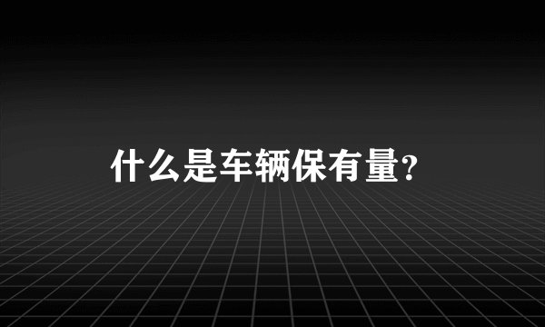 什么是车辆保有量？
