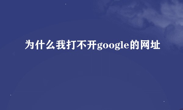 为什么我打不开google的网址