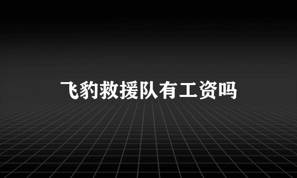 飞豹救援队有工资吗