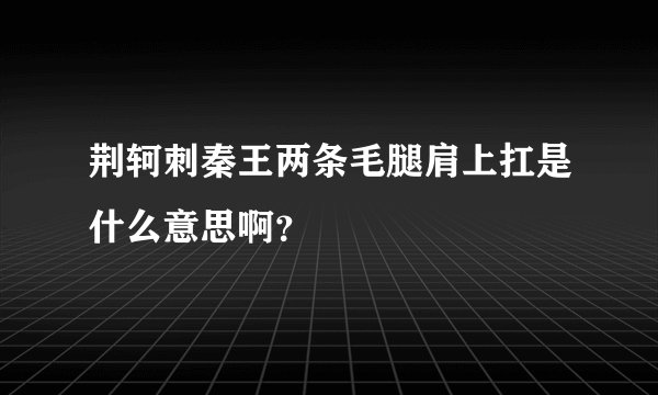 荆轲刺秦王两条毛腿肩上扛是什么意思啊？
