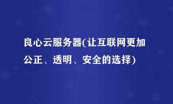 良心云服务器(让互联网更加公正、透明、安全的选择)