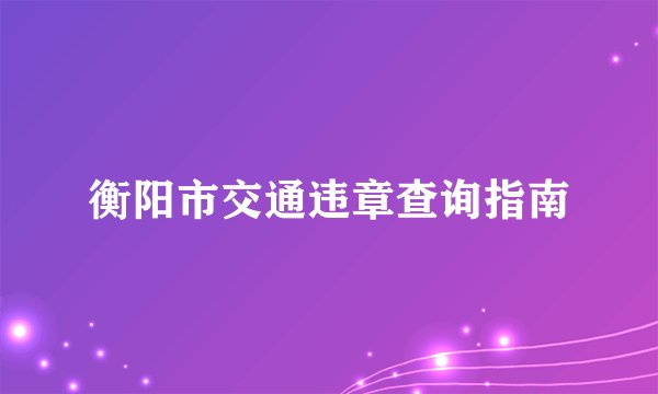 衡阳市交通违章查询指南