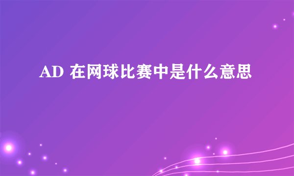 AD 在网球比赛中是什么意思