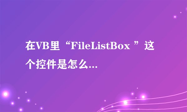 在VB里“FileListBox ”这个控件是怎么用的啊？``打个例子看看。
