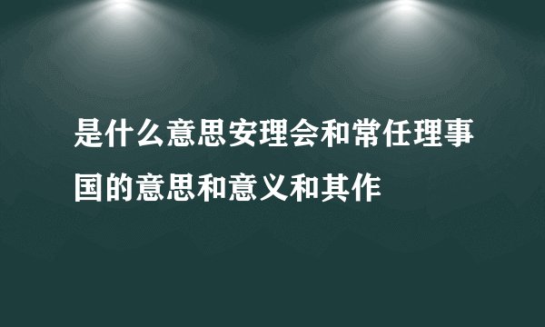 是什么意思安理会和常任理事国的意思和意义和其作