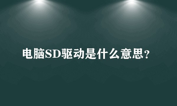 电脑SD驱动是什么意思？