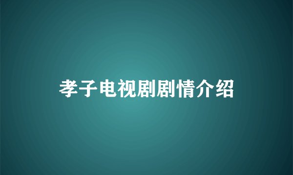 孝子电视剧剧情介绍