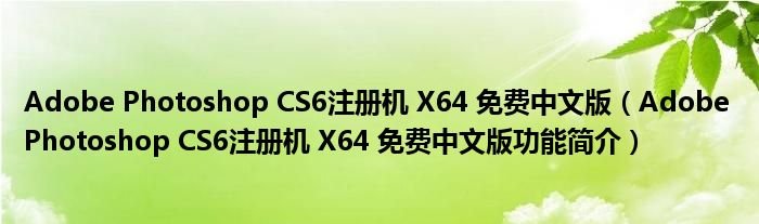 AdobePhotoshopCS6注册机X64免费中文版AdobePhotoshopCS6注册机X64免费中文版功能简介