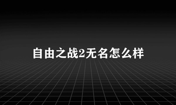 自由之战2无名怎么样