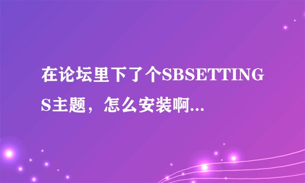 在论坛里下了个SBSETTINGS主题，怎么安装啊？放哪个文件夹啊？