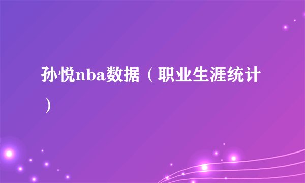 孙悦nba数据（职业生涯统计）