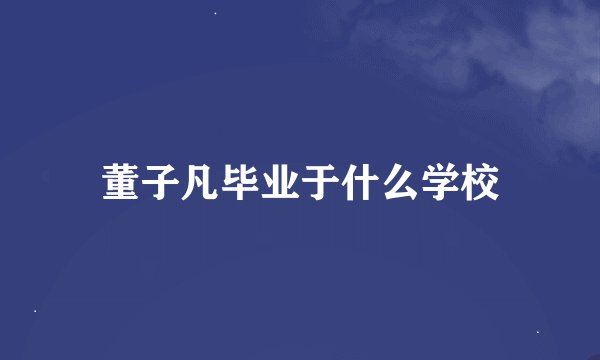 董子凡毕业于什么学校