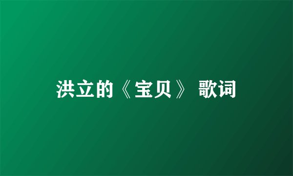洪立的《宝贝》 歌词
