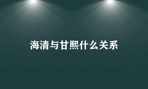 海清与甘熙什么关系