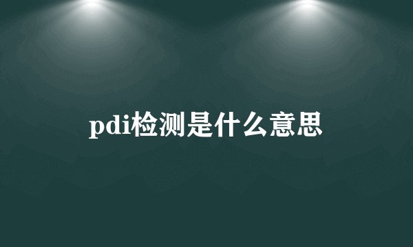 pdi检测是什么意思