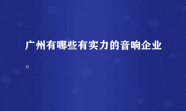 广州有哪些有实力的音响企业。