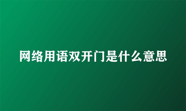 网络用语双开门是什么意思
