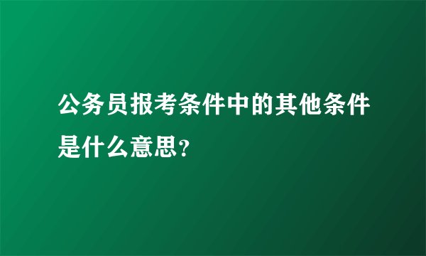 公务员报考条件中的其他条件是什么意思？