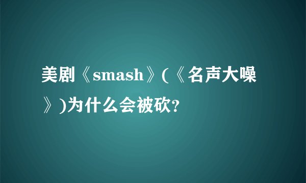 美剧《smash》(《名声大噪》)为什么会被砍？