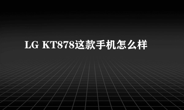 LG KT878这款手机怎么样