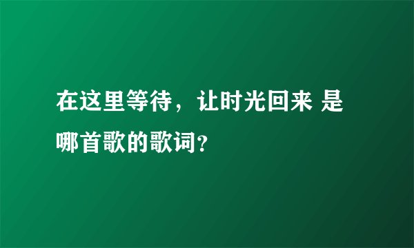 在这里等待，让时光回来 是哪首歌的歌词？