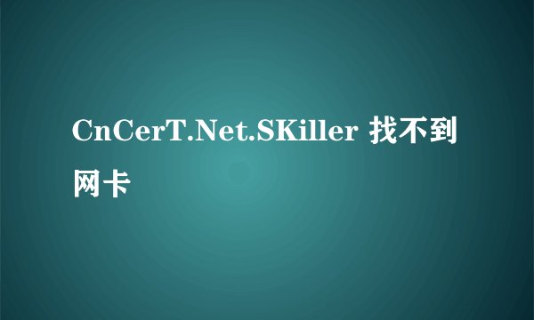 CnCerT.Net.SKiller 找不到网卡