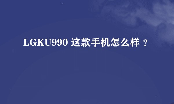 LGKU990 这款手机怎么样 ？