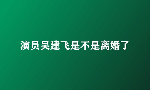 演员吴建飞是不是离婚了
