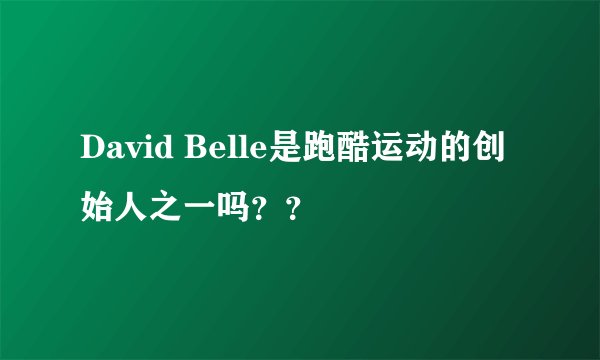 David Belle是跑酷运动的创始人之一吗？？