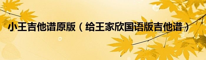 小王吉他谱原版给王家欣国语版吉他谱