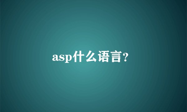 asp什么语言？