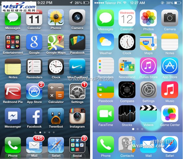 苹果ios6与ios7有什么区别