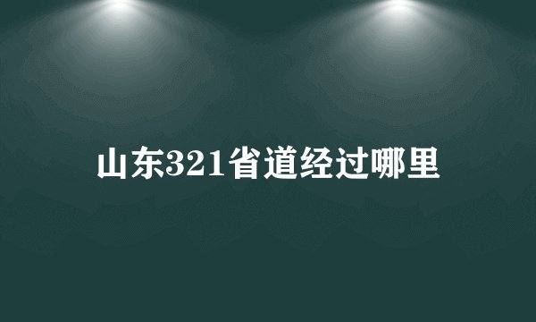 山东321省道经过哪里