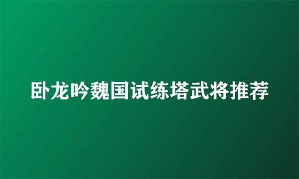 卧龙吟魏国试练塔武将推荐