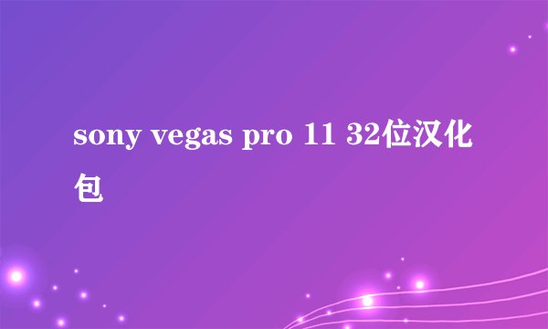 sony vegas pro 11 32位汉化包