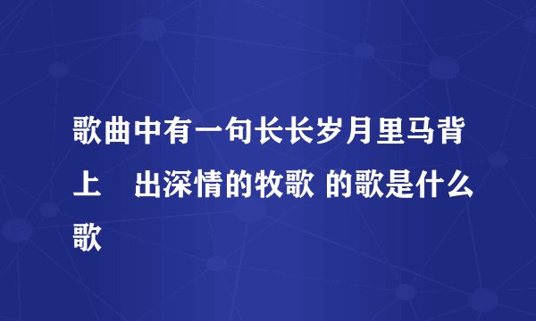 歌曲中有一句长长岁月里马背上揺出深情的牧歌 的歌是什么歌