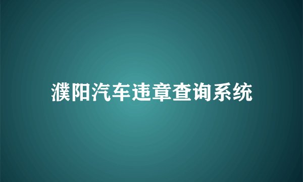 濮阳汽车违章查询系统