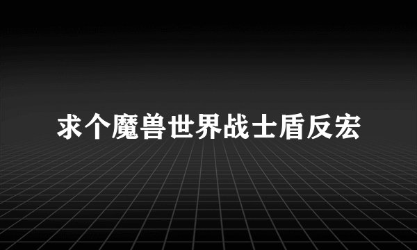 求个魔兽世界战士盾反宏